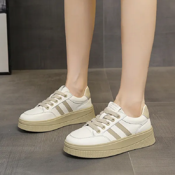 Khám phá Giày thể thao TGG 520 Smuher Da Mềm Màu Trắng Phối Nâu Size 36