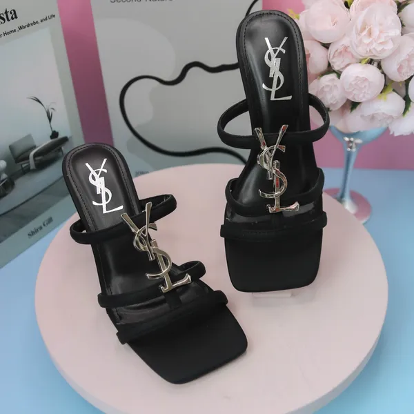 Khám phá Dép Cao Gót Nữ TGG 1607 Màu Đen Phối Chữ YSL Size 36