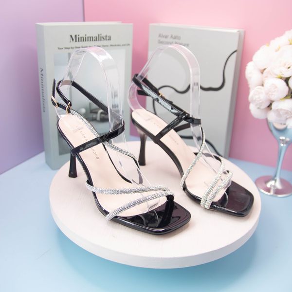 Khám phá Dép Cao Gót Nữ TGG 276-6 Màu Đen Da Mềm Quai Đính Đá Size 35