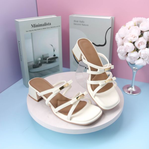 Khám phá Dép Cao Gót Nữ TGG 899-2 Màu Kem Quai Nơ Chữ MinMin Size 35