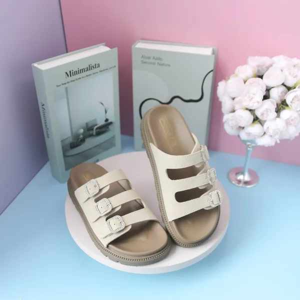Khám phá Dép Nữ TGG 629-9 Màu Be Da Lộn Quai Đính Đá Size 35