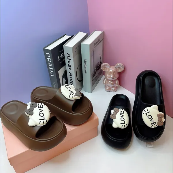 Khám phá Dép quai ngang nữ TGG 2002 da lì họa tiết mèo love màu đen size 36-37