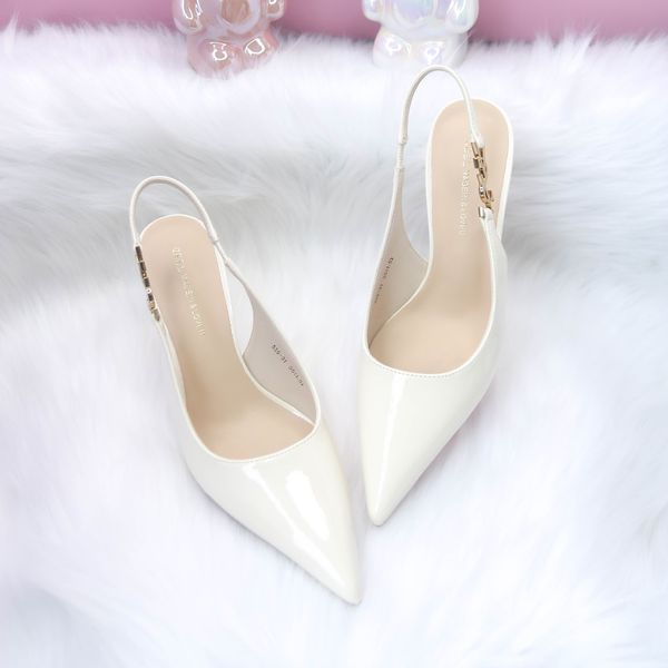 Khám phá Giày Cao Gót Nữ TGG 556-31 Màu Trắng Da Bóng Quai YSL Size 37