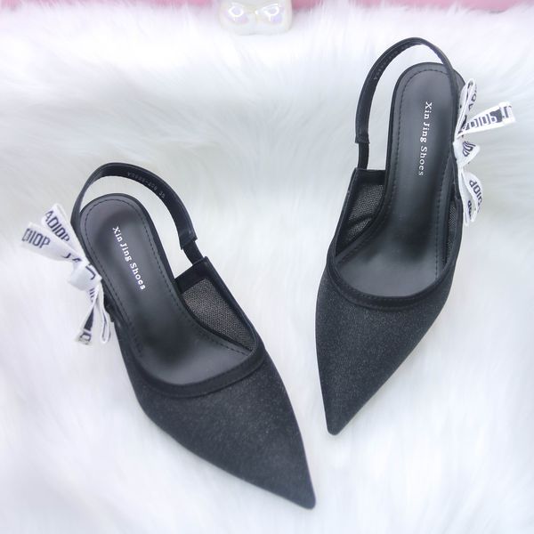 Khám phá Giày Hở Gót  Nữ TGG 699-209 Màu Đen Vải Lưới Óng Ánh Size 35