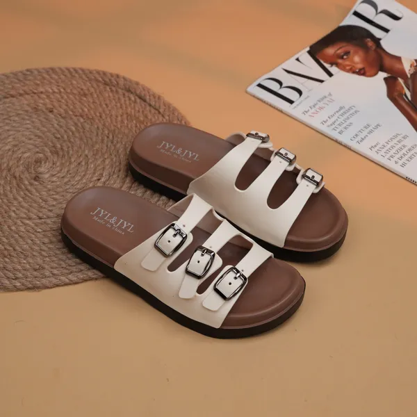 Khám phá Dép Nữ TGG 2025 Màu Trắng Kem 3 Quai Cài Nhựa Size 36