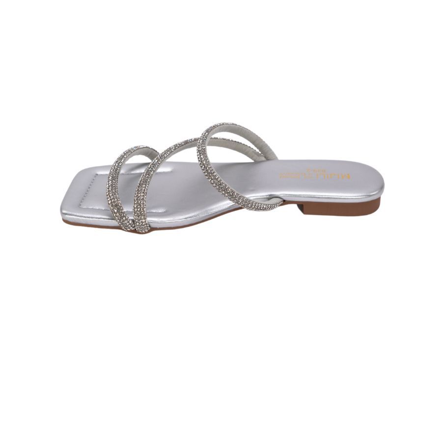 Dép Bệt Nữ TGG D839-2 Màu Bạc Da Trơn Size 37
