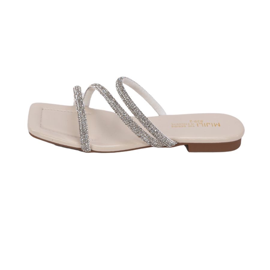 Dép Bệt Nữ TGG D839-2 Màu Bạc Da Trơn Size 37