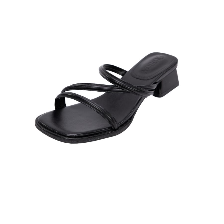 Dép Cao Gót Nữ TGG D1809 Màu Đen Da Mềm Size 40