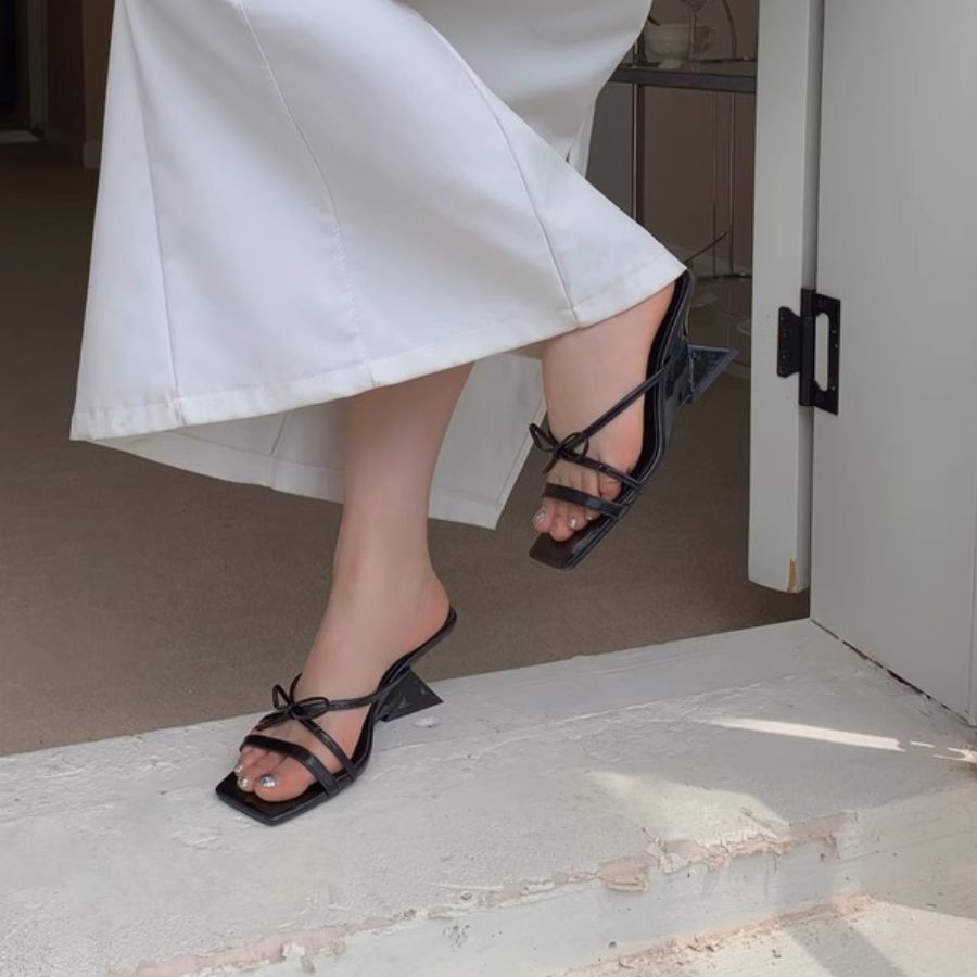 Dép Cao Gót Nữ TGG ST88-131 Màu Trắng Da Mềm Size 37