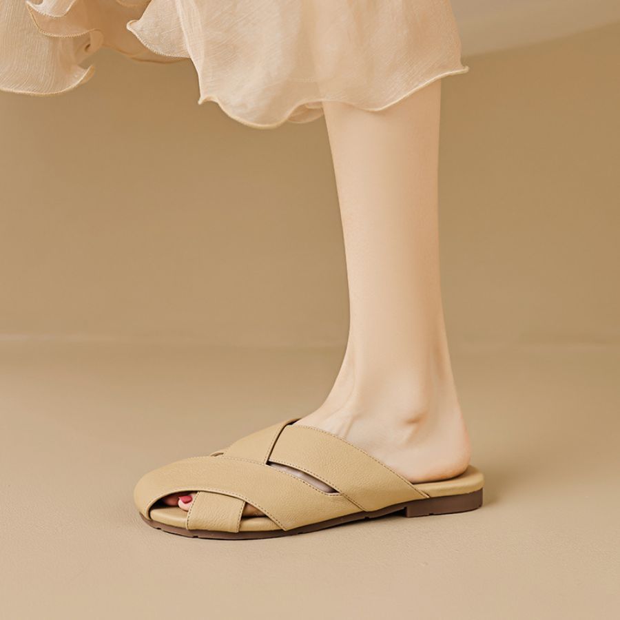 Dép Nữ TGG 1966-2 Màu Nâu Da Mềm Size 37