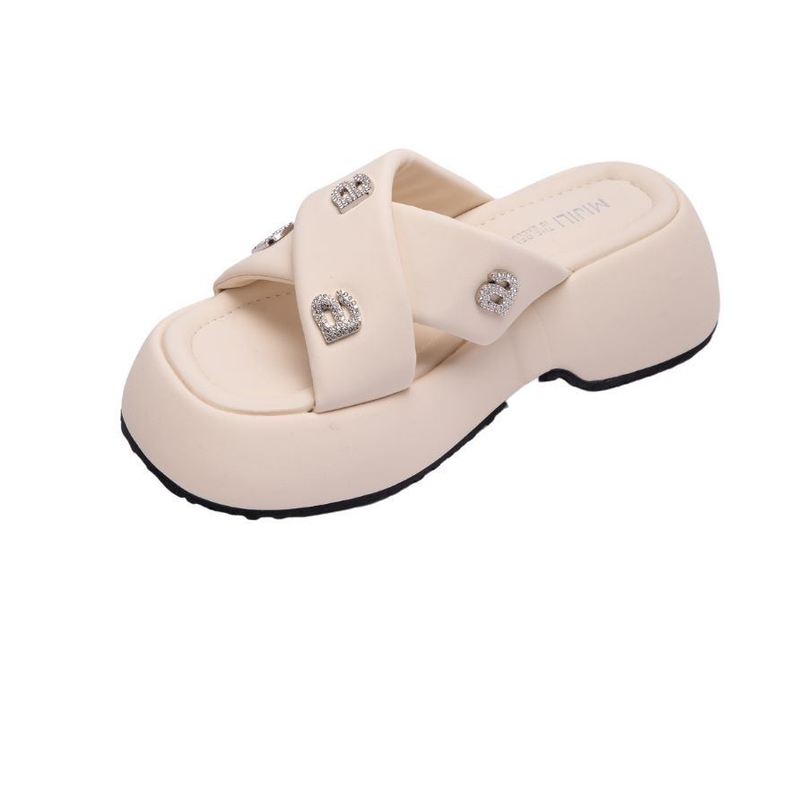 Dép Quai Chéo Nữ TGG D378-16 Màu Trắng Da Mềm Size 35
