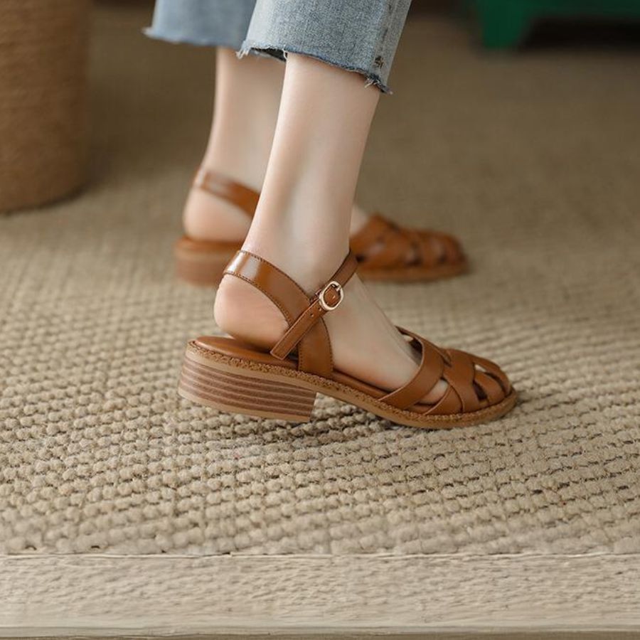 Dép Sandal Nữ TGG 2803155 Màu Nâu Da Trơn Size 37 