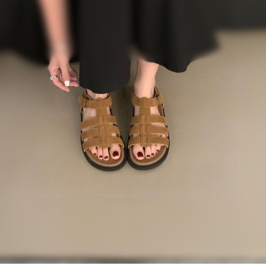 Dép Sandal Nữ TGG A550-7 Màu Vàng Nhạt Da Mềm Size 35