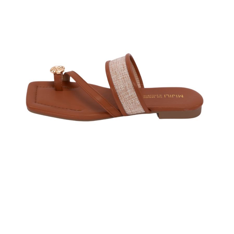 Dép Xỏ Ngón Nữ TGG 293-6 Màu Nâu Da Trơn Size 39