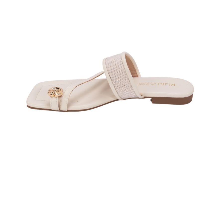 Dép Xỏ Ngón Nữ TGG 293-6 Màu Trắng Da Trơn Size 37