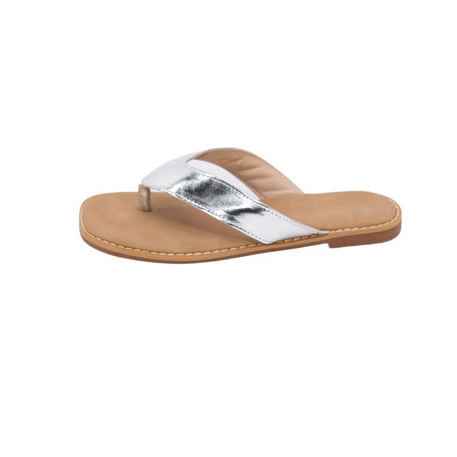 Dép Xỏ Ngón Nữ TGG A220-5 Màu Bạc Da Mềm Size 39