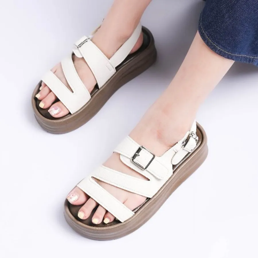 Dép Sandal Nữ TGG S681 Da Mềm Màu Trắng Size 35