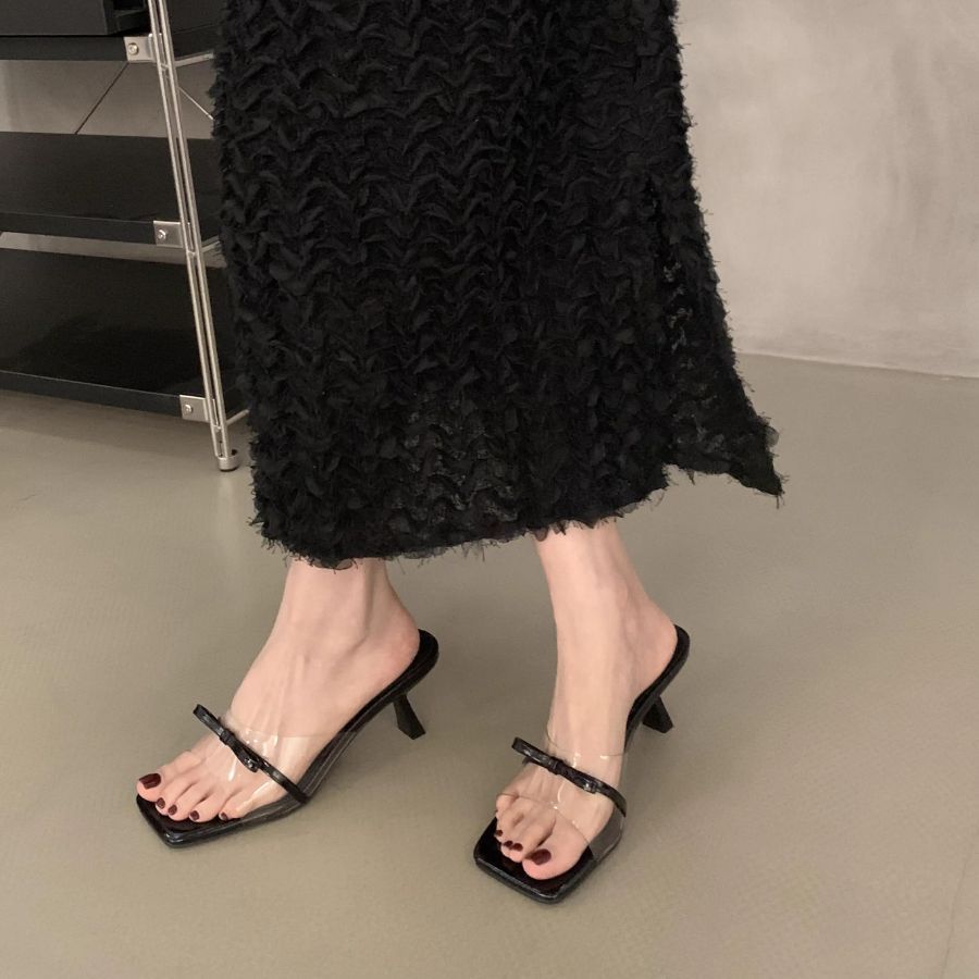 Dép Cao Gót Nữ TGG UN703-9 Màu Bạc Da Mềm Size 36