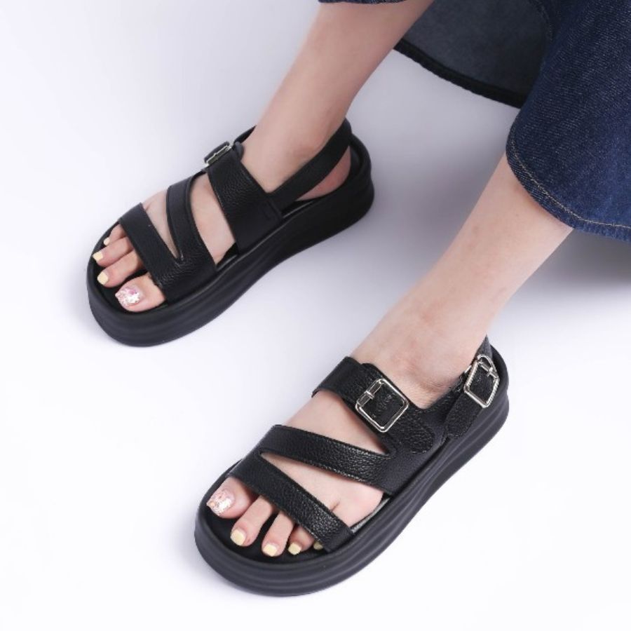 Dép Sandal Nữ TGG S681 Da Mềm Màu Đen Size 36