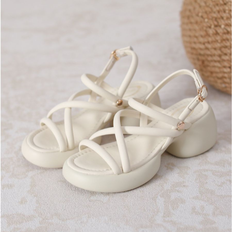 Dép Sandal Nữ TGG Y3189 Màu Trắng Da Trơn Size 37