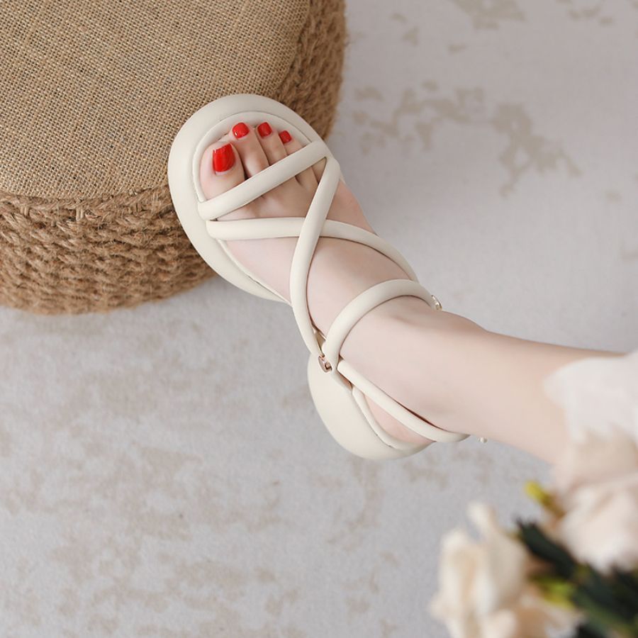 Dép Sandal Nữ TGG Y3189 Màu Trắng Da Trơn Size 37