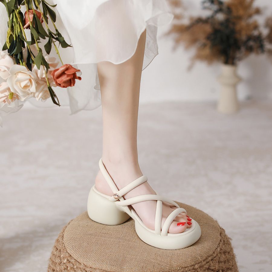 Dép Sandal Nữ TGG Y3189 Màu Trắng Da Trơn Size 37