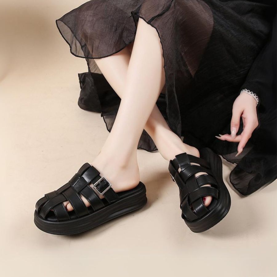 Dép Sục Nữ TGG 811-2 Màu Đen Da Mềm Size 37