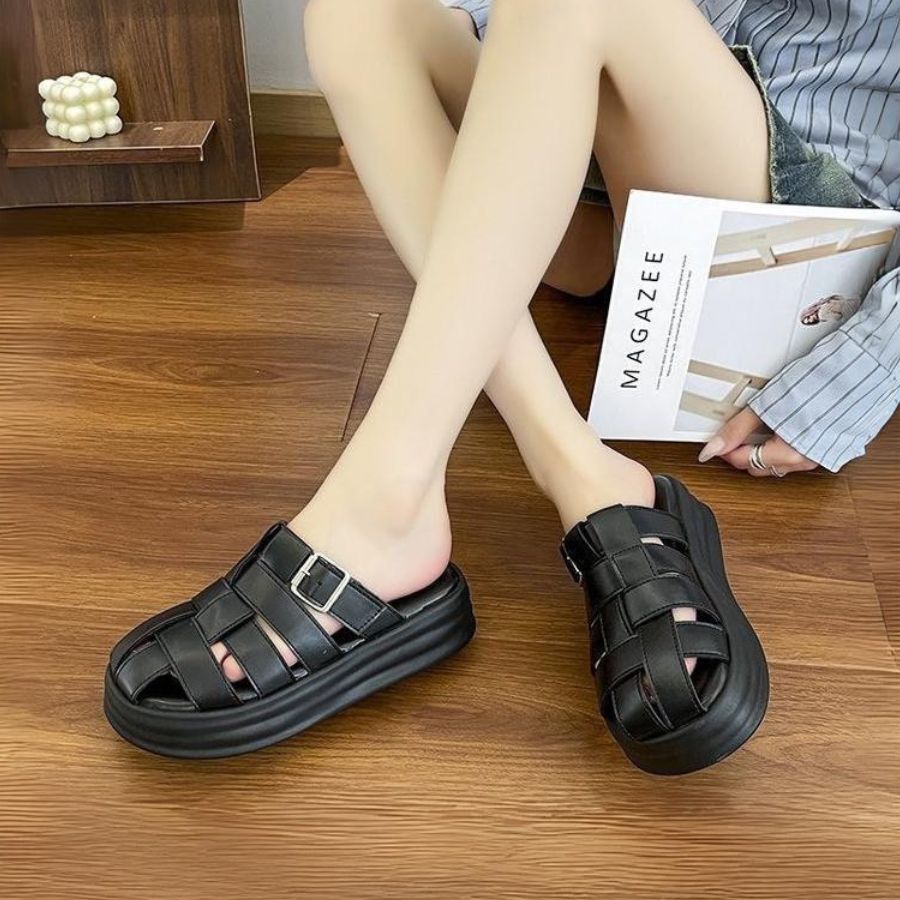 Dép Sục Nữ TGG 811-2 Màu Đen Da Mềm Size 37