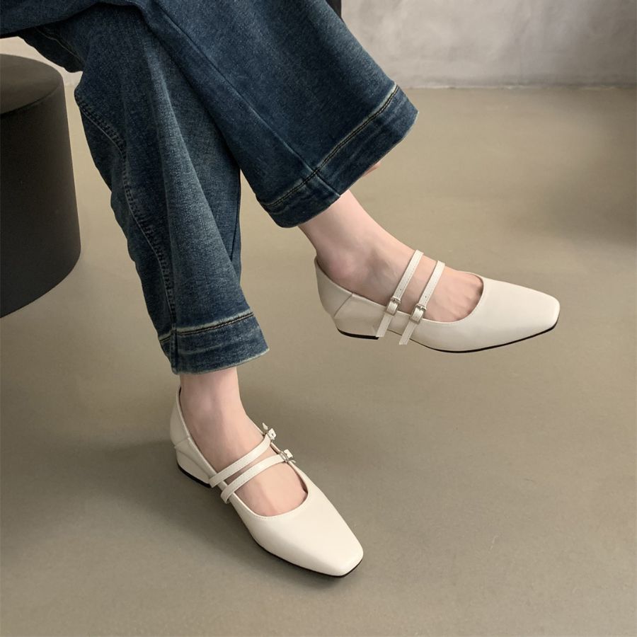 Giày Búp Bê Nữ TGG UN5995-2 Màu Trắng Da Mềm Size 36