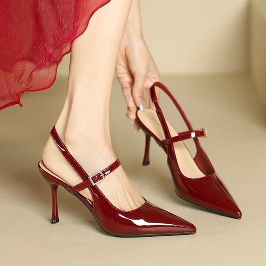 Giày Cao Gót Nữ TGG 5898-8 Màu Đỏ Da Trơn Size 37