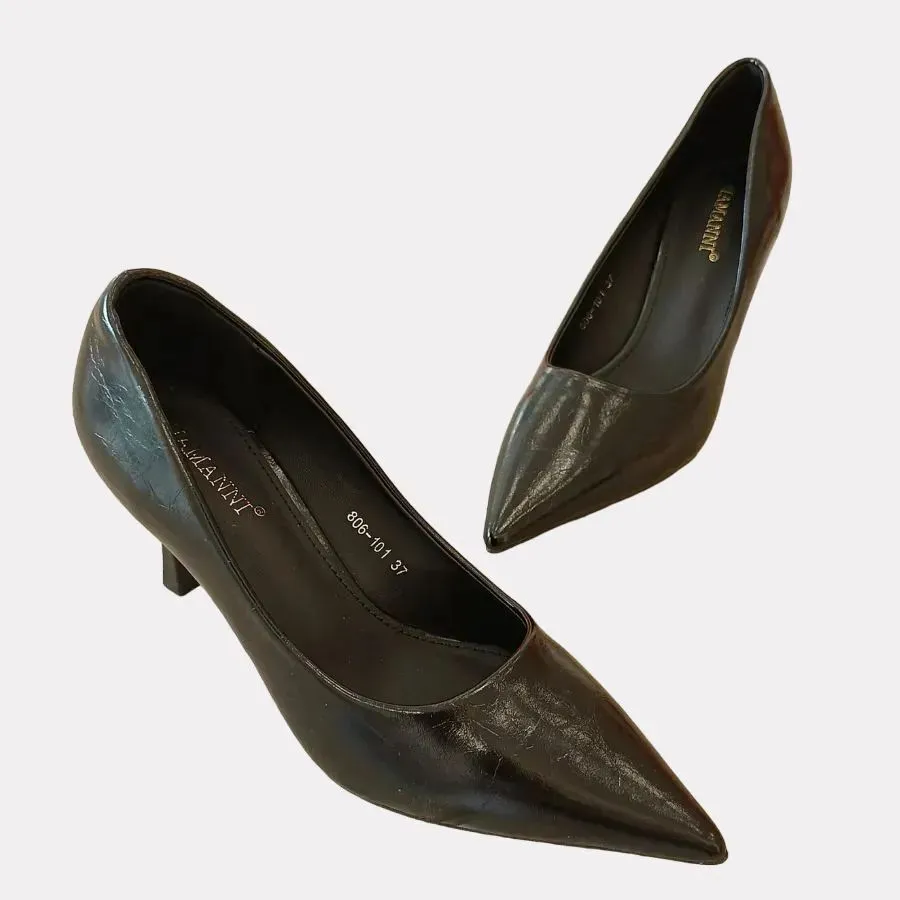Giày Cao Gót Nữ TGG 806-101 Màu Đen Da Mềm Size 39