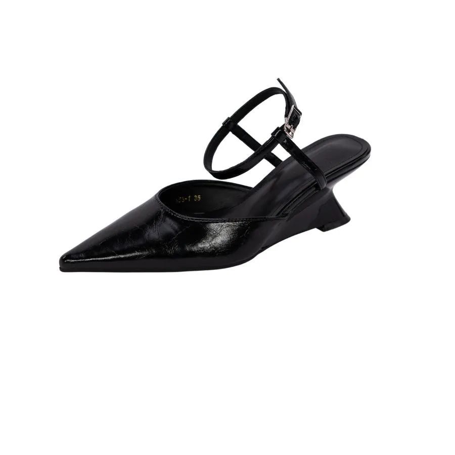 Giày Cao Gót Nữ TGG D158-1 Màu Đen Da Mềm Size 39