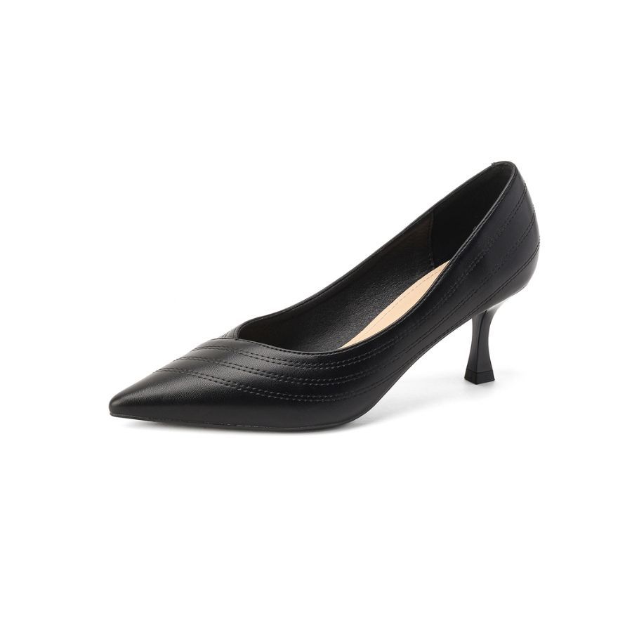 Giày Cao Gót Nữ TGG D1708 Màu Đen Da Mềm Size 35