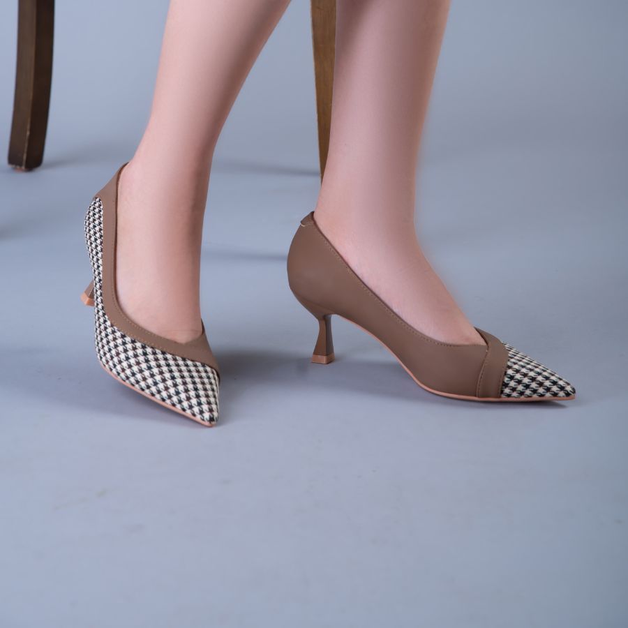 Giày Cao Gót Nữ TGG D1808 Màu Nâu Da Mềm Size 35
