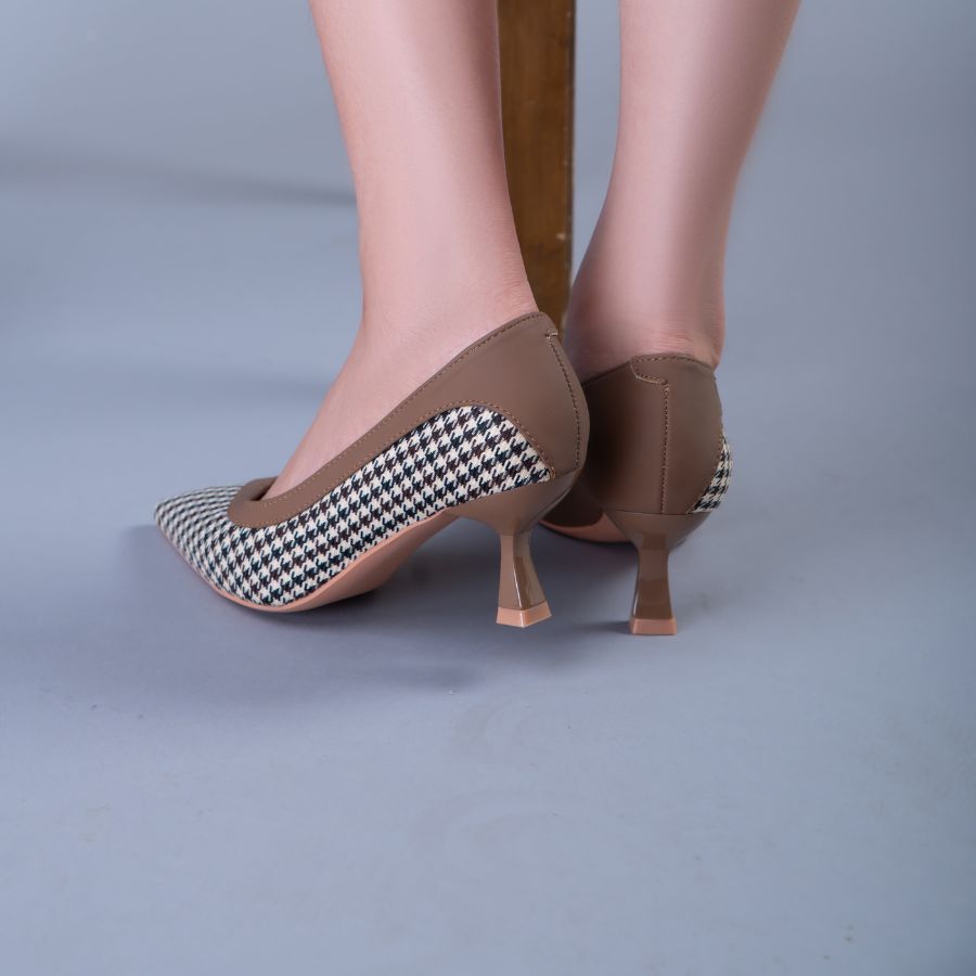 Giày Cao Gót Nữ TGG D1808 Màu Nâu Da Mềm Size 35