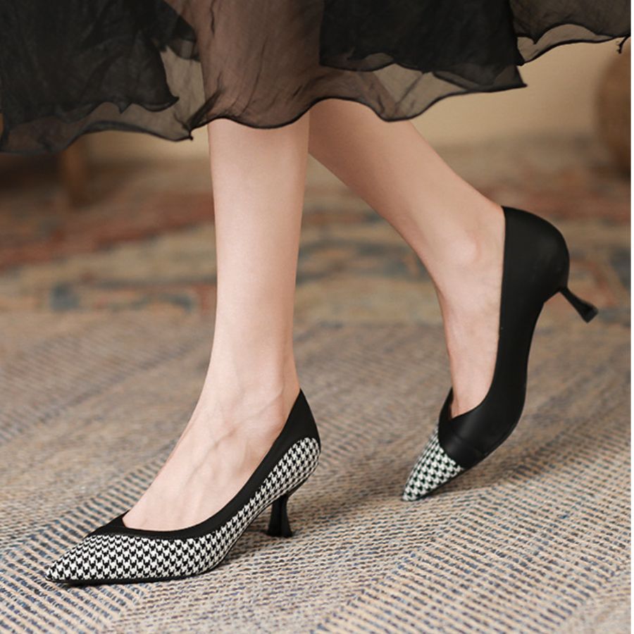 Giày Cao Gót Nữ TGG D1808 Màu Nâu Da Mềm Size 35