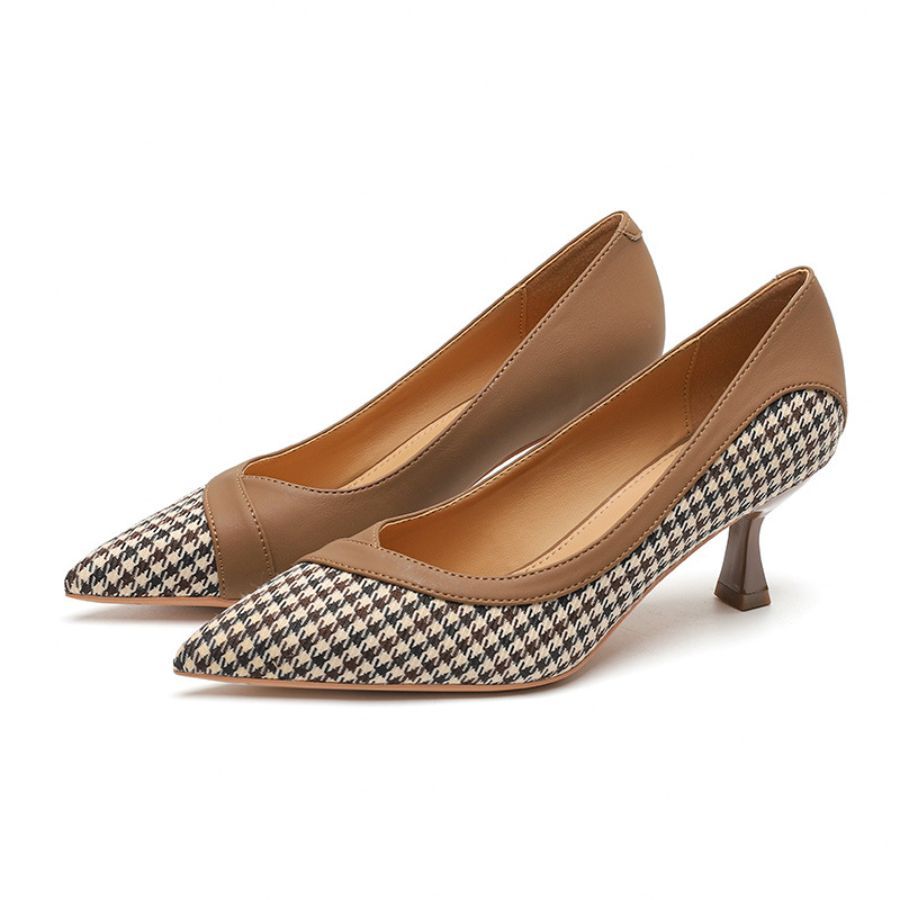Giày Cao Gót Nữ TGG D1808 Màu Nâu Da Mềm Size 37