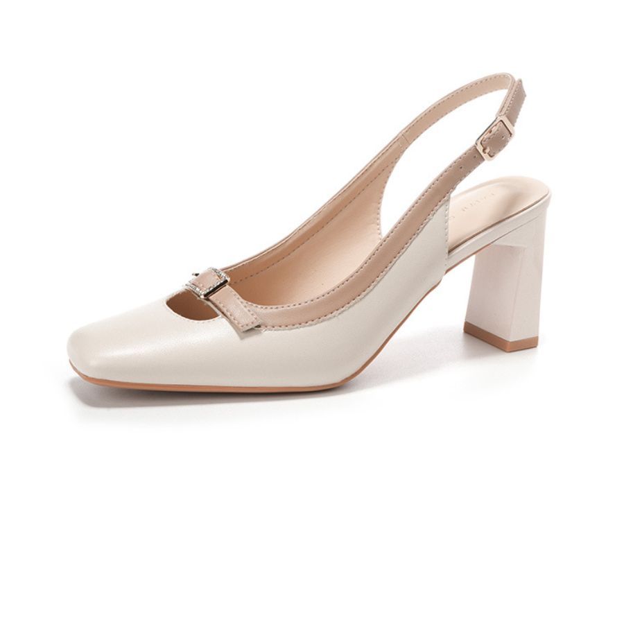 Giày Hở Gót Nữ TGG BY2373-62 Màu Trắng Da Pu Size 37