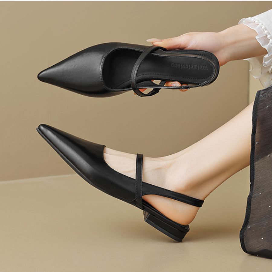 Giày Slingback Nữ TGG 8182-2 Màu Bạc Da Trơn Size 41