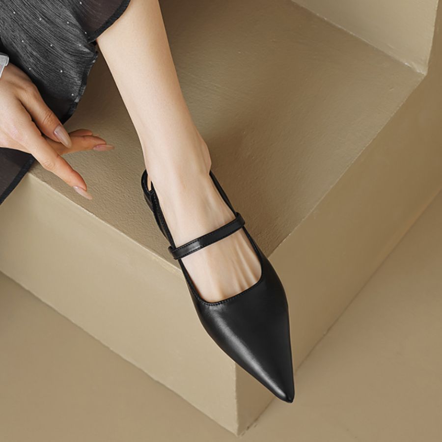 Giày Slingback Nữ TGG 8182-2 Màu Bạc Da Trơn Size 41