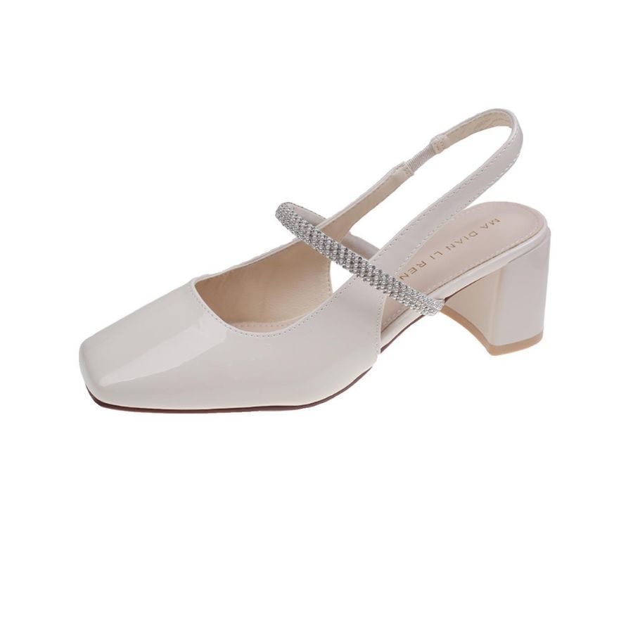 Giày Slingback Nữ TGG 9907-2 Màu Trắng Da Trơn Size 38