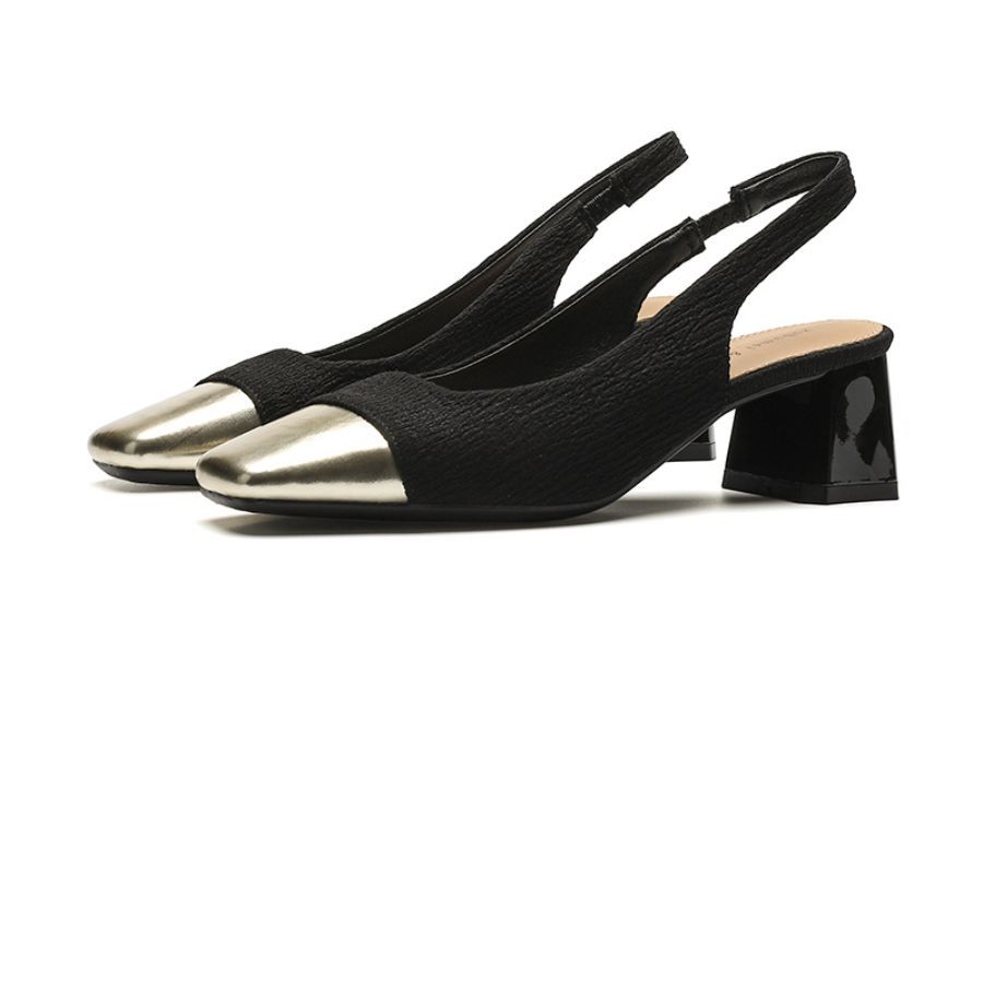 Giày Slingback Nữ TGG SX5299-3 Màu Đen Da Sần Size 38