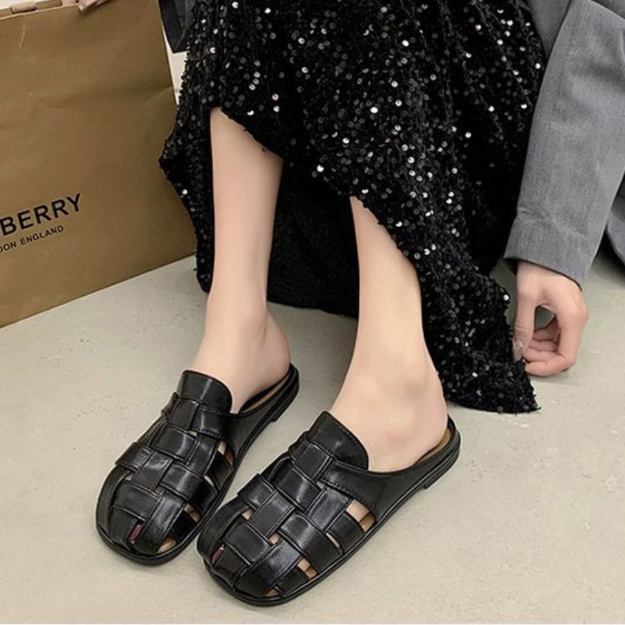 Giày Sục Nữ TGG L1213 Màu Nâu Da Mềm Size 36