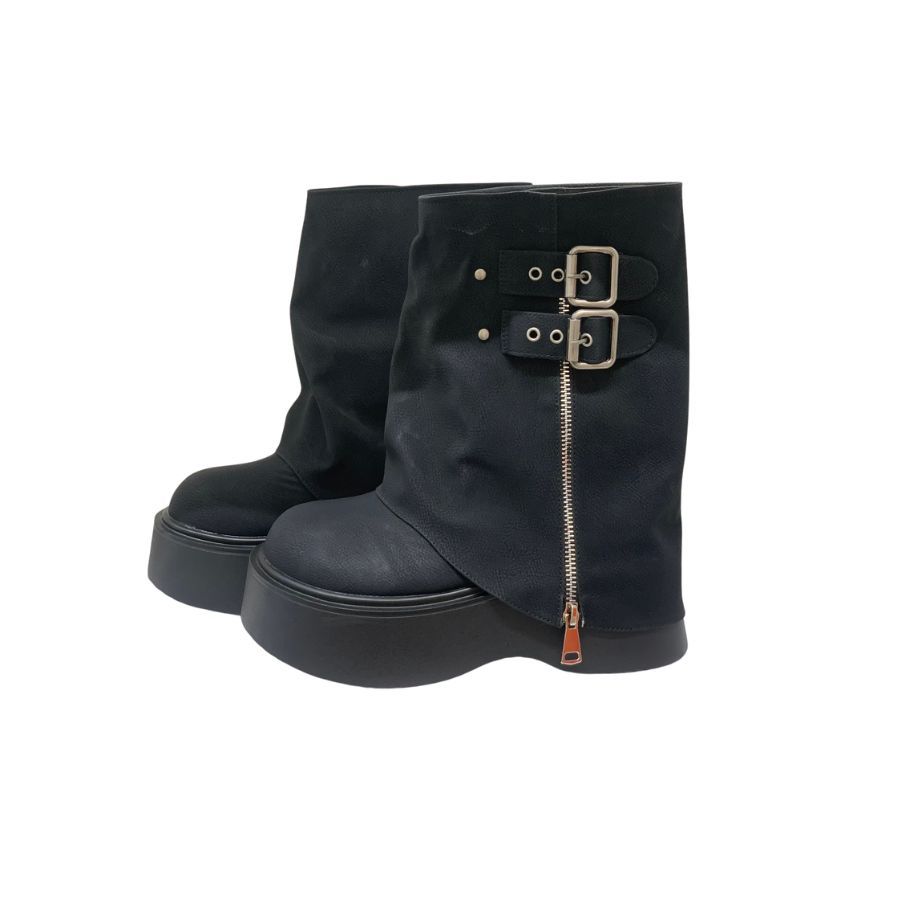 Giày Boots Nữ TGG UN7088-2 Màu Đen Da Sần Size 36