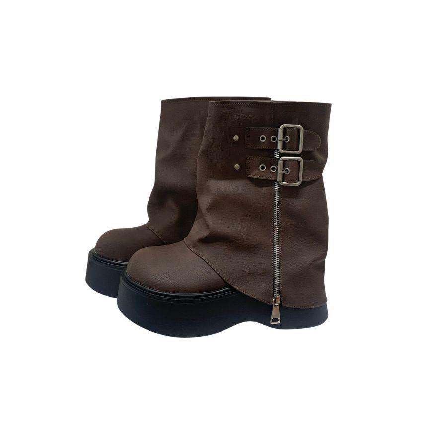 Giày Boots Nữ TGG UN7088-2 Màu Đen Da Sần Size 36