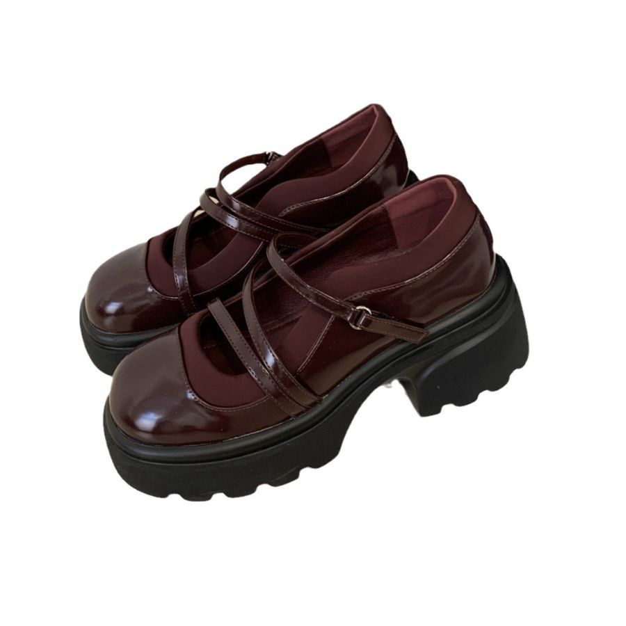 Giày Lolita Nữ TGG L01-5 Màu Đỏ Da Bóng Size 37