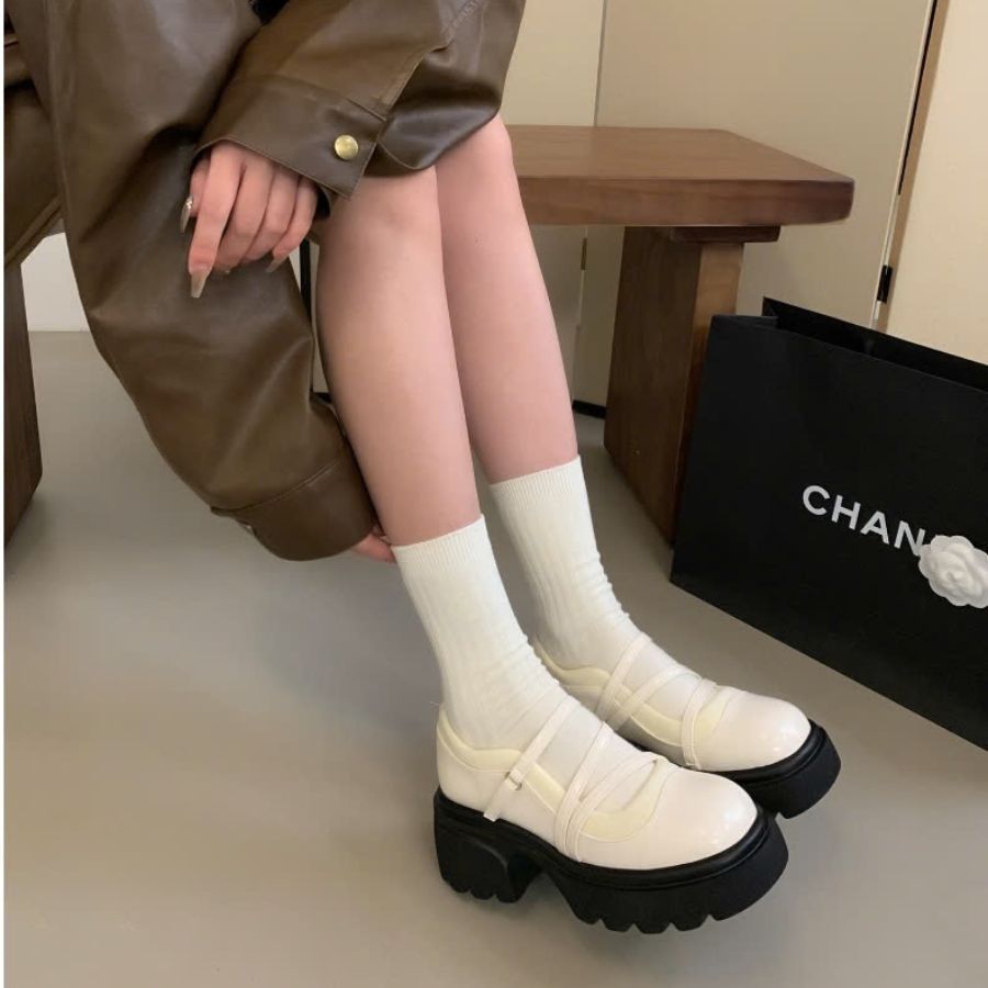 Giày Lolita Nữ TGG L01-5 Màu Đỏ Da Bóng Size 37