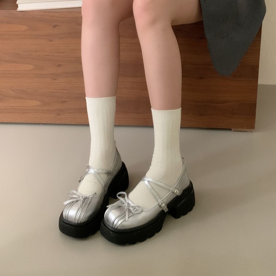 Giày Lolita Nữ TGG L01-2 Màu Bạc Da Mềm Size 37
