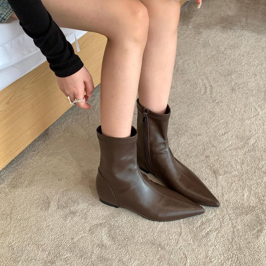 Giày Boots Nữ TGG 9566-1 Màu Nâu Da Mềm Size 36
