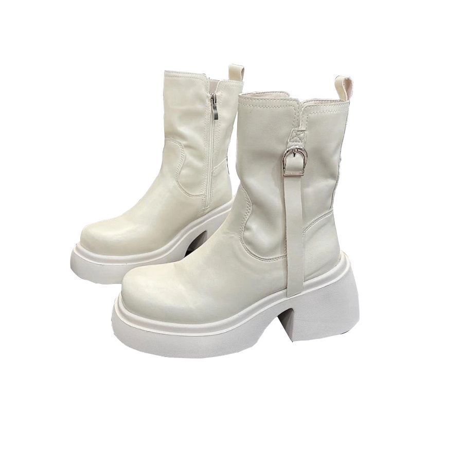 Giày Boots Nữ TGG A863-6 Màu Trắng Da Pu Size 37